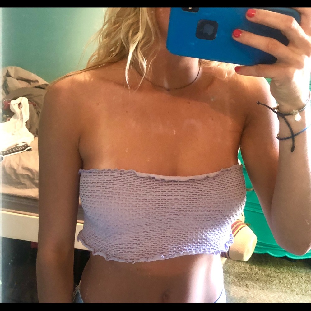 Purple crop top with mess detail